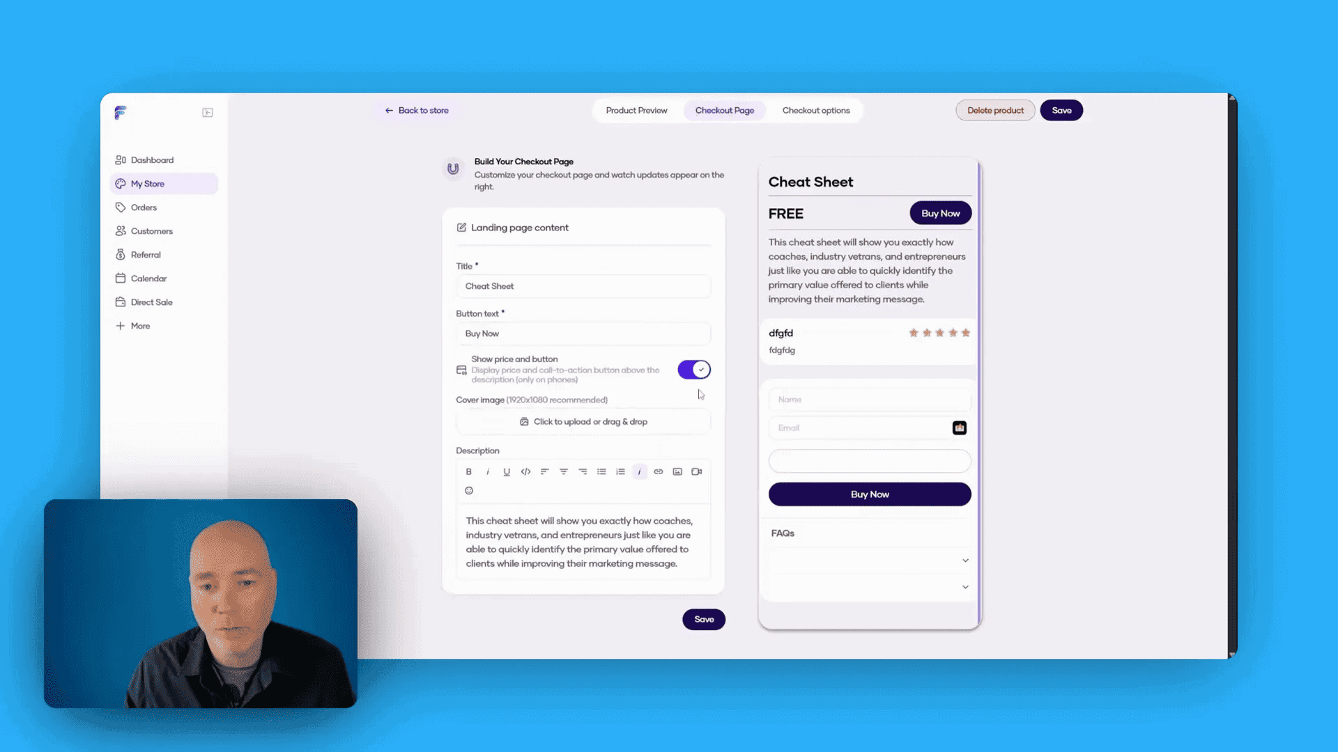 Flowlance checkout page customization options