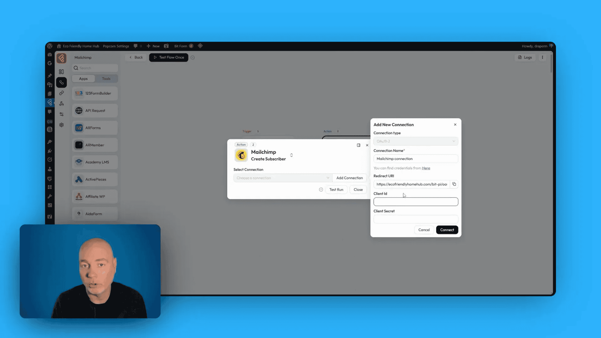 Connecting Mailchimp account in Bitflows