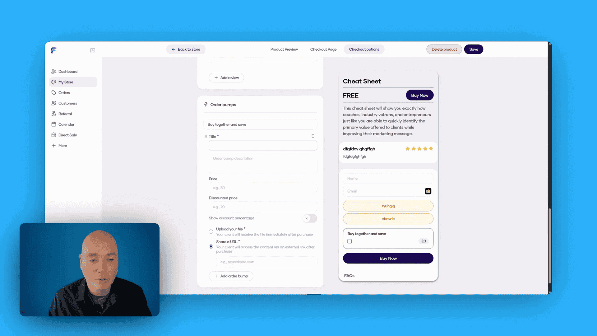 Flowlance order bump creation screen